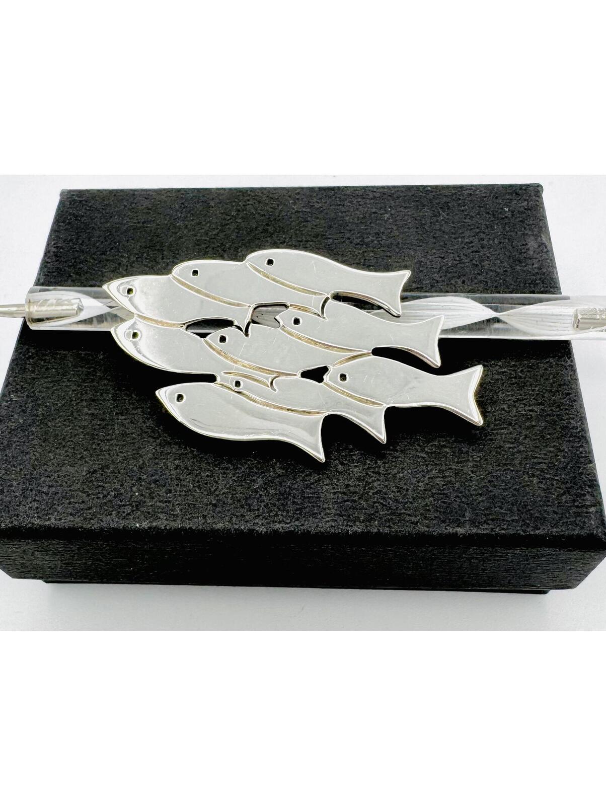 Taxco (Tc - 125) Sterling Silver School Of 9 Fish Pin/Brooch